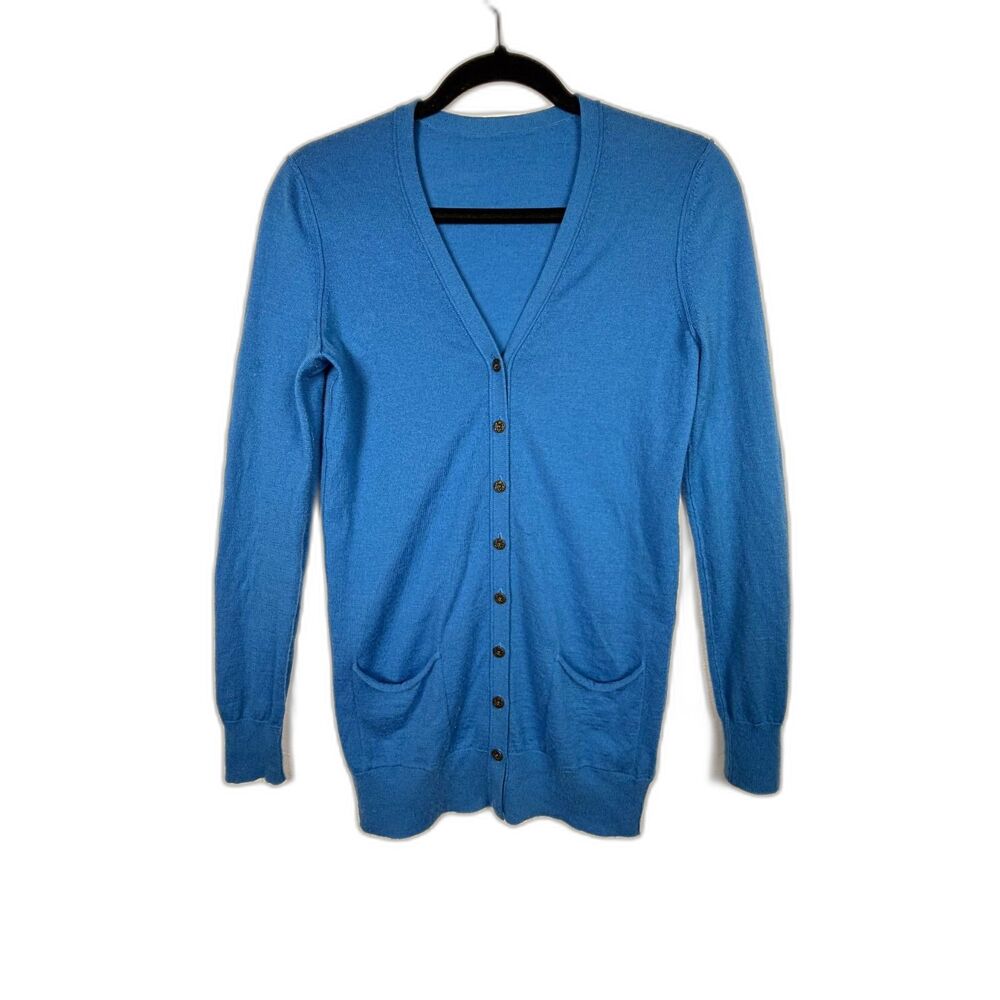 100% Cashmere Blue Longline Cardigan Sweater Women’s Size M GIRDEAR